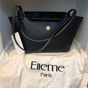 Black Leather Shoulder Tote